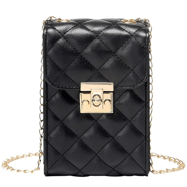New Lock Buckle Women's Bag Mini Casual Small Square Bag One Shoulder Crossbody Bag Chain Mobile Phone Bag Small Bag
