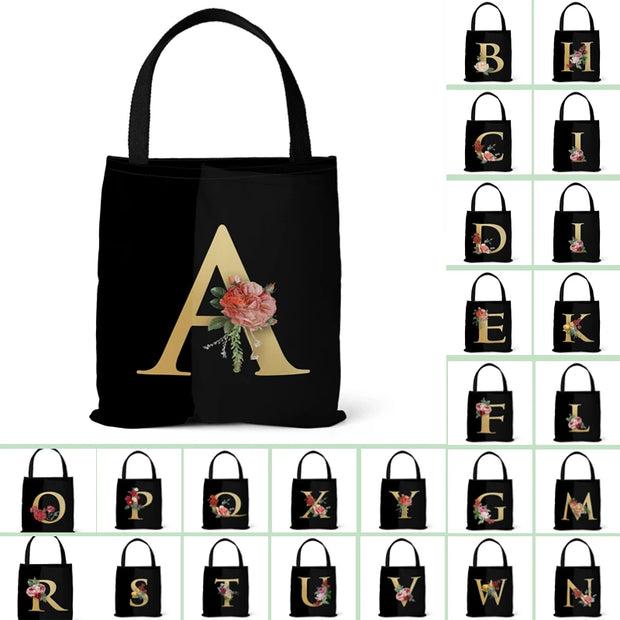 Letter Printing Canvas bag Lightweight Shoulder bag Tote bag Handbag Shopping bag Holiday Gift Bag