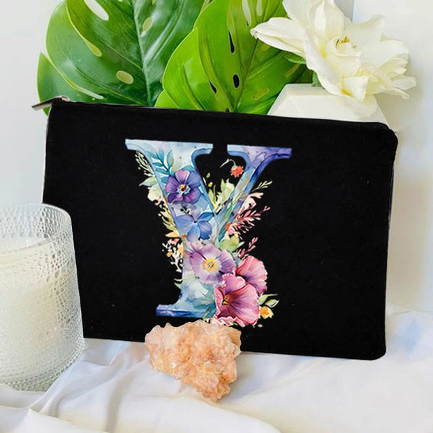 1 Pc Initial Letter Bag Letter Makeup Bag for Women Initial Cosmetic Bag A-Z Personalized Makeup Bag Travel Bag,Initial Cosmetic