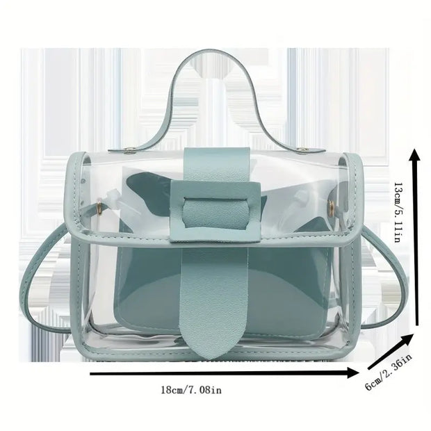 Fashion Women's Transparent Square Sling Bag Cool PVC Shoulder Bag Messenger Bag Mobile Sweet Lady Bag