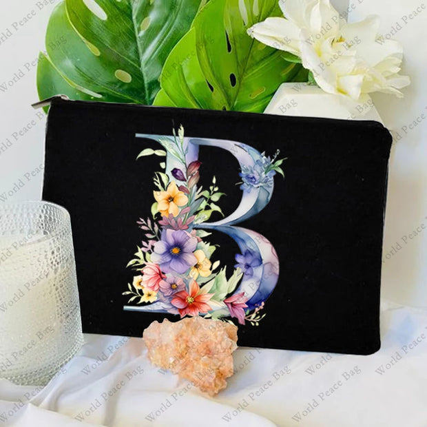 1 Pc Initial Letter Bag Letter Makeup Bag for Women Initial Cosmetic Bag A-Z Personalized Makeup Bag Travel Bag,Initial Cosmetic