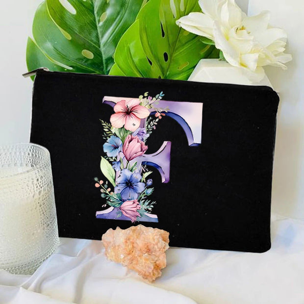 1 Pc Initial Letter Bag Letter Makeup Bag for Women Initial Cosmetic Bag A-Z Personalized Makeup Bag Travel Bag,Initial Cosmetic