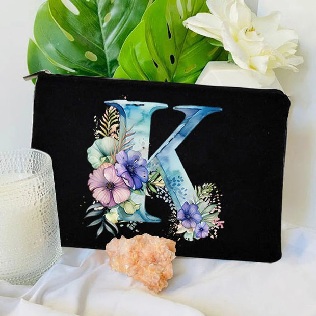 1 Pc Initial Letter Bag Letter Makeup Bag for Women Initial Cosmetic Bag A-Z Personalized Makeup Bag Travel Bag,Initial Cosmetic