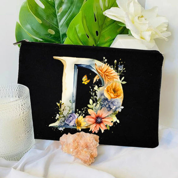 1 Pc Initial Letter Bag Letter Makeup Bag for Women Initial Cosmetic Bag A-Z Personalized Makeup Bag Travel Bag,Initial Cosmetic