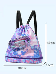 Children's swimming bag waterproof storage bag beach bag beam mouth backpack dry and wet separation washing bag