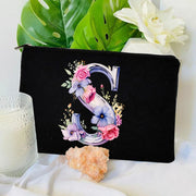 1 Pc Initial Letter Bag Letter Makeup Bag for Women Initial Cosmetic Bag A-Z Personalized Makeup Bag Travel Bag,Initial Cosmetic