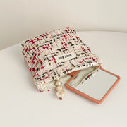 DJDF Purple Woven Bag Women's Cosmetic Bag Small Soft Canvas Portable Storage Bag Portable Storage Bag Portable Toiletry Bag Ins
