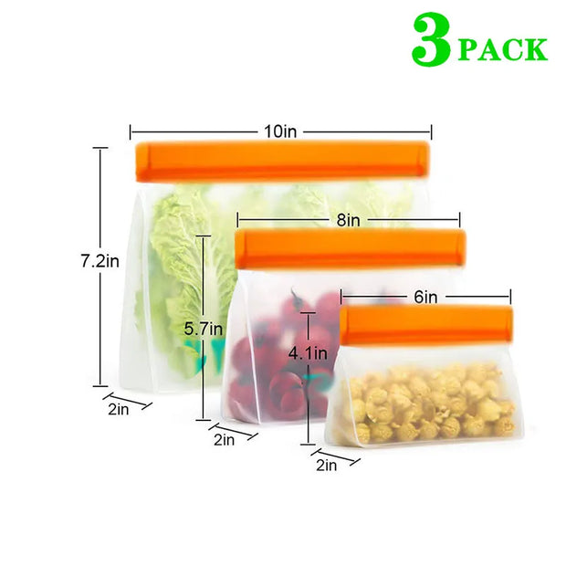 Reusable Silicone Food Bag Freezer Stand Up Food Storage Bag PEVA Bag Leakproof Containers Kitchen Fresh Bag Wrap Ziplock Bag
