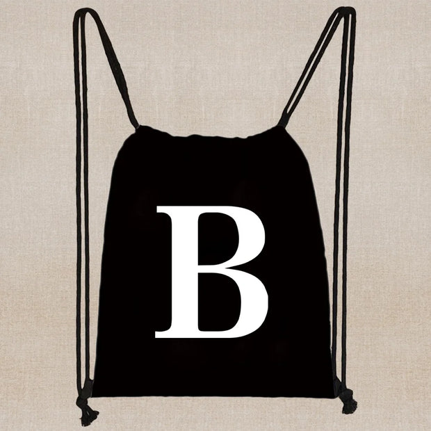 Drawstring Bag Backpack Tote Bag String Lightweight Outdoor Sport Bag for Travel Sundries Bag White Letter Fitness Sports Bag