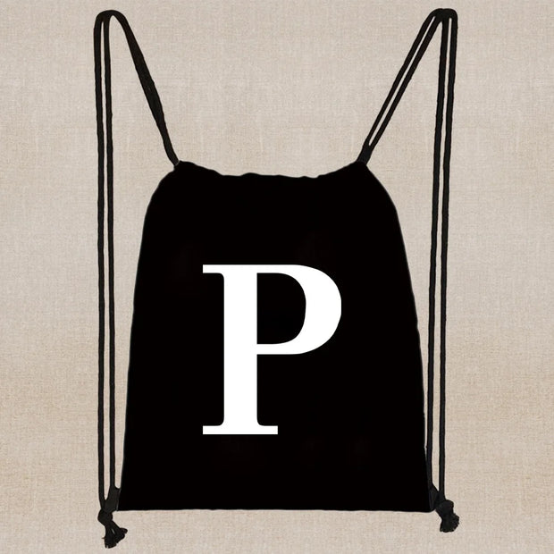 Drawstring Bag Backpack Tote Bag String Lightweight Outdoor Sport Bag for Travel Sundries Bag White Letter Fitness Sports Bag