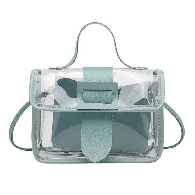 Fashion Women's Transparent Square Sling Bag Cool PVC Shoulder Bag Messenger Bag Mobile Sweet Lady Bag