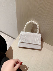 Women's Classic Pleated Satin Handheld Evening Bag Pearl Handle Decorated Dress Bag Evening Bag Chain Bag Wedding Bag Party Pro