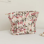 DJDF Purple Woven Bag Women's Cosmetic Bag Small Soft Canvas Portable Storage Bag Portable Storage Bag Portable Toiletry Bag Ins