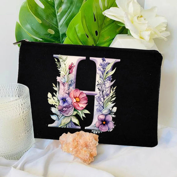 1 Pc Initial Letter Bag Letter Makeup Bag for Women Initial Cosmetic Bag A-Z Personalized Makeup Bag Travel Bag,Initial Cosmetic