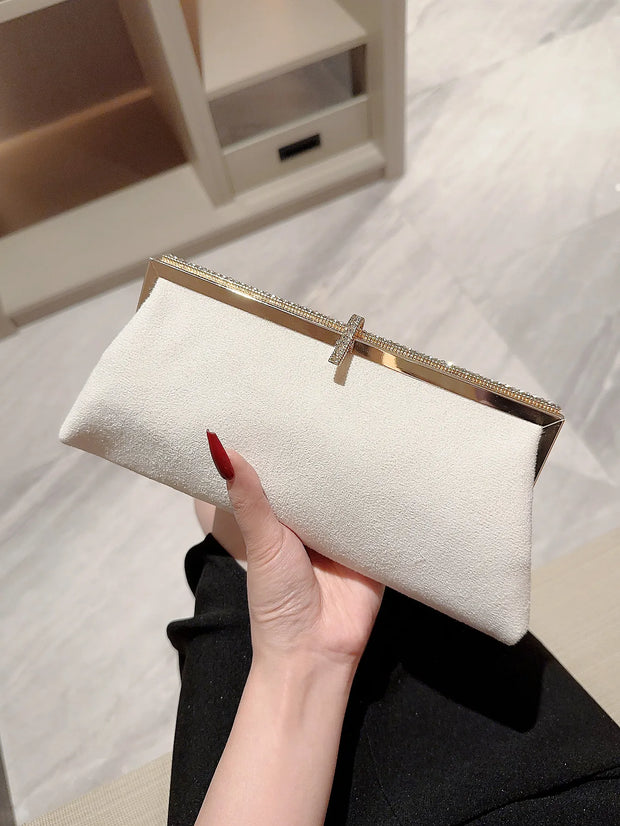 Women's temperament velvet fish hook rhinestone decorated evening bag clutch bag party bag prom bag dress bag evening bag weddin
