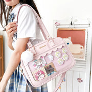 Japanese Kawaii Shoulder Bag For Women PU Leather Itabag Transparent Bag JK Tote Bag Handbags Preppy Bag ita bag Crossbody Bag