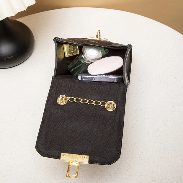 New Lock Buckle Women's Bag Mini Casual Small Square Bag One Shoulder Crossbody Bag Chain Mobile Phone Bag Small Bag