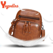 Yogodlns Vintage Crossbody Bag Women Soft PU Leather Shoulder Bag Multifunction Messenger Bag Small Square Bag Big Capacity Bag