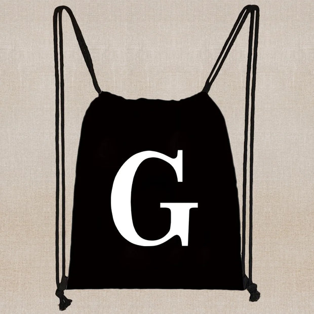 Drawstring Bag Backpack Tote Bag String Lightweight Outdoor Sport Bag for Travel Sundries Bag White Letter Fitness Sports Bag
