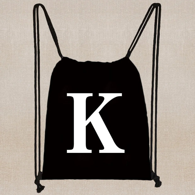 Drawstring Bag Backpack Tote Bag String Lightweight Outdoor Sport Bag for Travel Sundries Bag White Letter Fitness Sports Bag