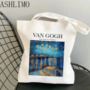 Van Gogh Painting Shopper Bag Harajuku Women Shopping Bag Canvas Shopper Bag Girl Tote Bag Shoulder Lady Bag