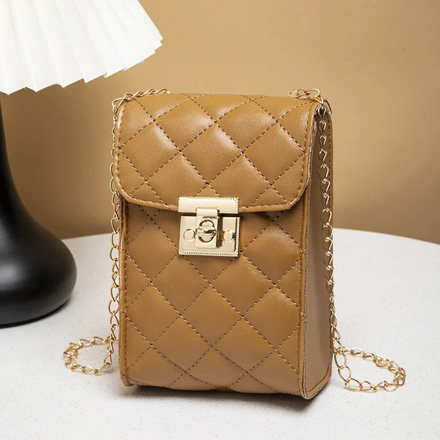 New Lock Buckle Women's Bag Mini Casual Small Square Bag One Shoulder Crossbody Bag Chain Mobile Phone Bag Small Bag