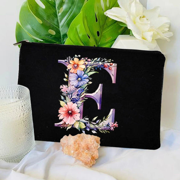 1 Pc Initial Letter Bag Letter Makeup Bag for Women Initial Cosmetic Bag A-Z Personalized Makeup Bag Travel Bag,Initial Cosmetic