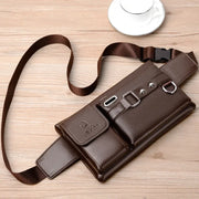 Bag for Men Waist Bag Shoulder Bag  PU Leather Belly Waterproof  Male Fanny Pack  Male Belt Bag Multifunction Chest Bag