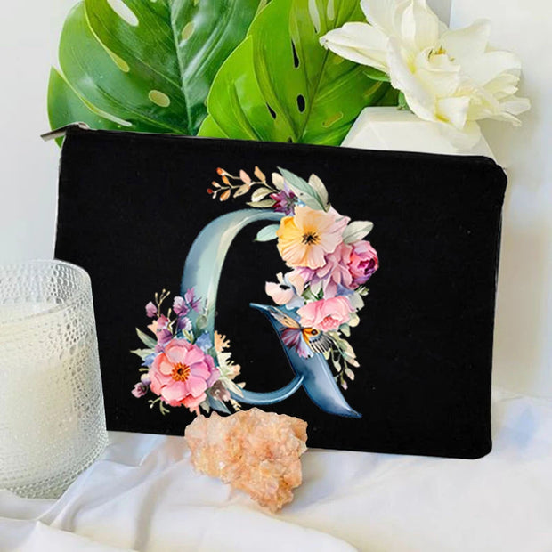 1 Pc Initial Letter Bag Letter Makeup Bag for Women Initial Cosmetic Bag A-Z Personalized Makeup Bag Travel Bag,Initial Cosmetic