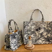 Embroidered women's bag, new tote bag, handbag, large capacity woven shopping bag, single shoulder canvas bag, women's bag