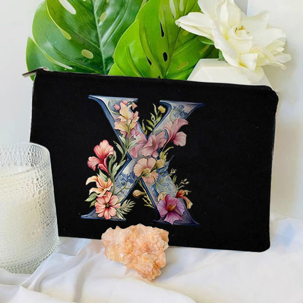 1 Pc Initial Letter Bag Letter Makeup Bag for Women Initial Cosmetic Bag A-Z Personalized Makeup Bag Travel Bag,Initial Cosmetic