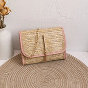Girls Mobile Phone Bag 2024 New Women's Summer Woven Bag Messenger Straw Bag Small Square Bag Fashion Bag