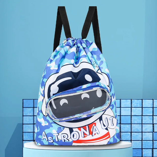 Children's swimming bag waterproof storage bag beach bag beam mouth backpack dry and wet separation washing bag