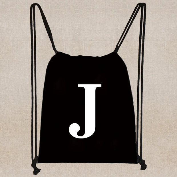 Drawstring Bag Backpack Tote Bag String Lightweight Outdoor Sport Bag for Travel Sundries Bag White Letter Fitness Sports Bag