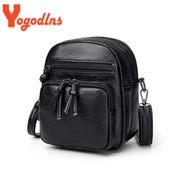 Yogodlns Vintage Crossbody Bag Women Soft PU Leather Shoulder Bag Multifunction Messenger Bag Small Square Bag Big Capacity Bag