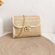 Girls Mobile Phone Bag 2024 New Women's Summer Woven Bag Messenger Straw Bag Small Square Bag Fashion Bag