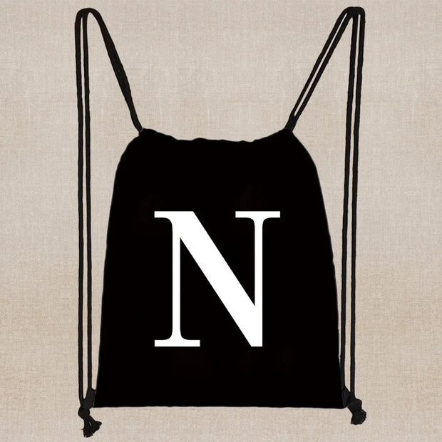 Drawstring Bag Backpack Tote Bag String Lightweight Outdoor Sport Bag for Travel Sundries Bag White Letter Fitness Sports Bag