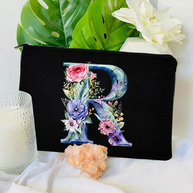 1 Pc Initial Letter Bag Letter Makeup Bag for Women Initial Cosmetic Bag A-Z Personalized Makeup Bag Travel Bag,Initial Cosmetic