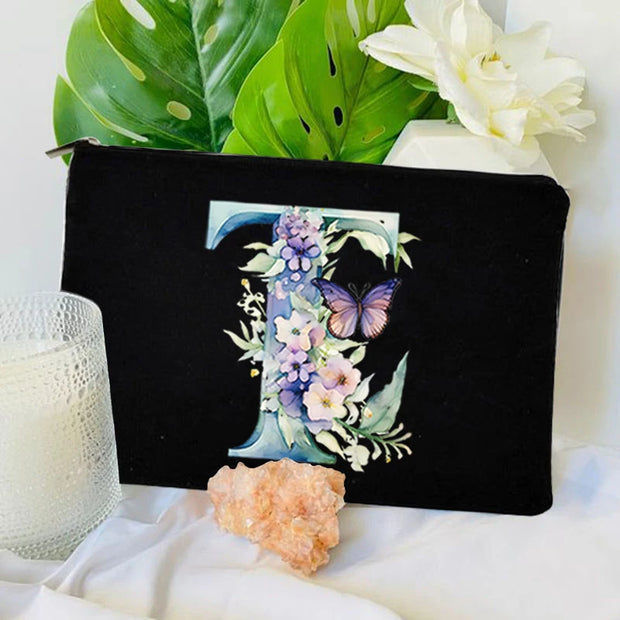 1 Pc Initial Letter Bag Letter Makeup Bag for Women Initial Cosmetic Bag A-Z Personalized Makeup Bag Travel Bag,Initial Cosmetic