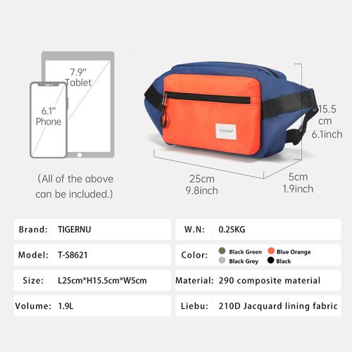 Lifetime Warranty Chest Bag For Men 7.9inch IPad Bag Lightweight Shoulder Bag Waterproof Crossbody Bag Mini Sling Bag Handbag