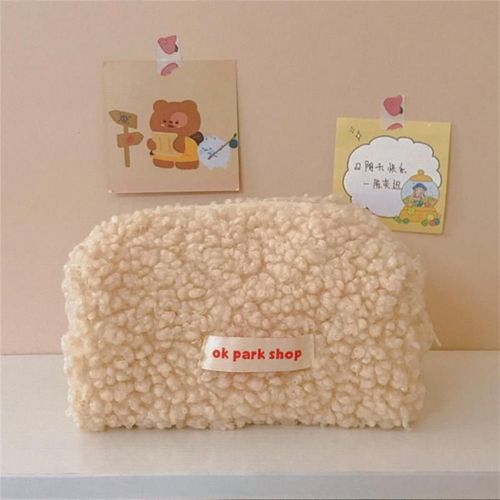 Lamb Hair Cosmetic Bag Plush Storage Bag Cute Stationery Bag Large Capacity Stationery Cosmetic Storage Bag