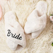 Bride bridesmaid maid of honor Slippers Bridal Shower winter Wedding Engagement Honeymoon Bachelorette hen Party proposal gift