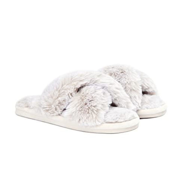 FAUX RAB FUR SLIPPERS M NAT