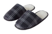 MENS PRINTED CHECK FLEECE MULE SLIPPERS SML 7 / 8