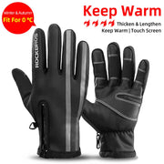 ROCKBROS Cycling Gloves Thermal Autumn Winter Gloves Windproof SBR Touch Screen Bike Gloves Full Finger Shockproof Sport Gloves