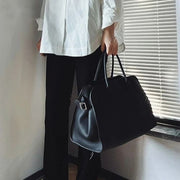 Large Capacity Tote Bag Leather Commuter Bag Handheld Shoulder Bag