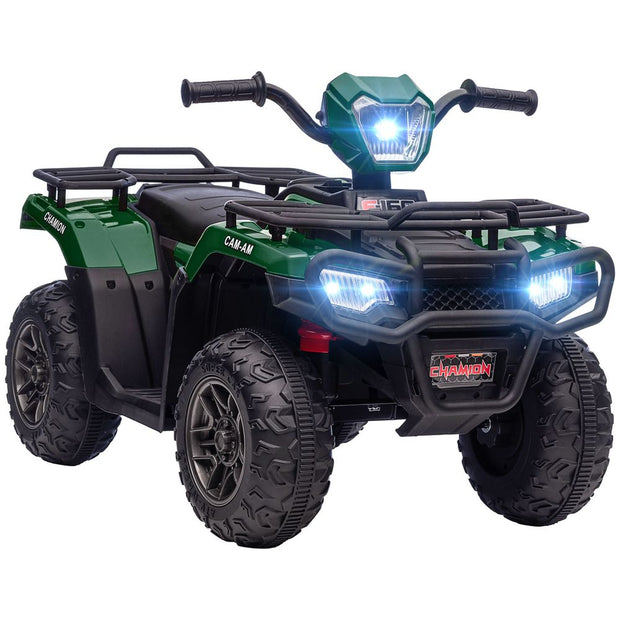 HOMCOM 12V Electric Quad Bike for Kids w/ LED Headlights, Music - Green