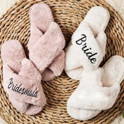 Bride bridesmaid maid of honor Slippers Bridal Shower winter Wedding Engagement Honeymoon Bachelorette hen Party proposal gift