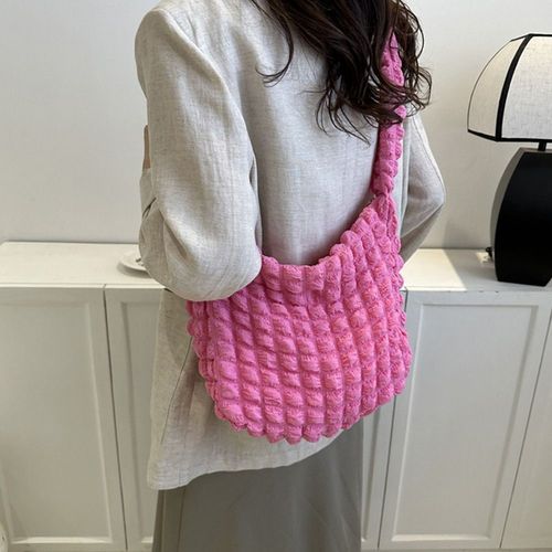 Large Capacity Shoulder Bag Embroidered Plaid Quilted Crossbody Bag Underarm Bag Tote Bag Tote Bag Pleated Bubbles Handbag