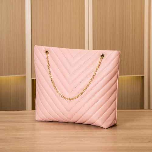 Women's Bag New Fashion Casual Embroidery Chain Shoulder Bag V-Pattern Lingge Handheld Shopping Bag Tote Bag